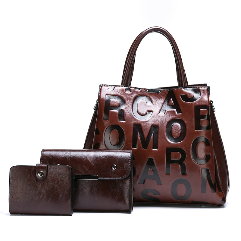 Kayla Letter Embossed Trapeze Bag - 4 Colors