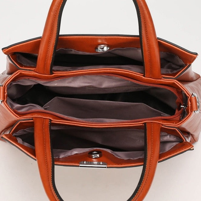 Kayla Letter Embossed Trapeze Bag - 4 Colors