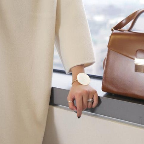 Kei Big Round Brushed Metal Bracelets - Gold or Silver