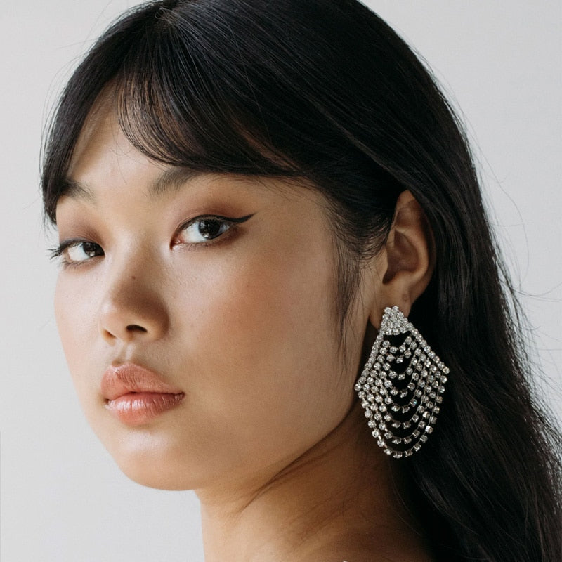 Kein Rhinestone Fan Earrings - 2 Colors