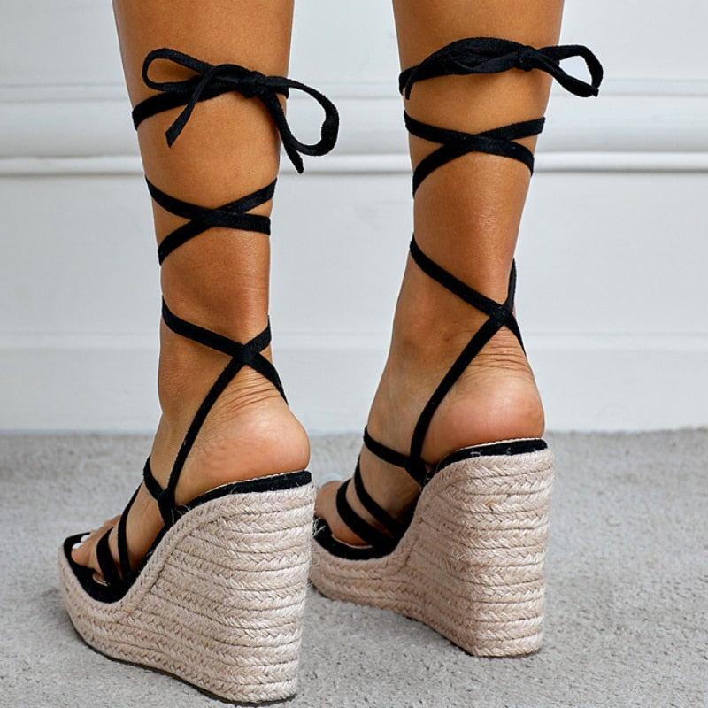 Kelly Gladiator Espadrille Wedge Sandals - 2 Colors