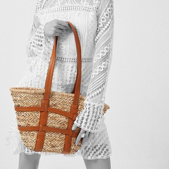 Kensie Straw Basket Shopper