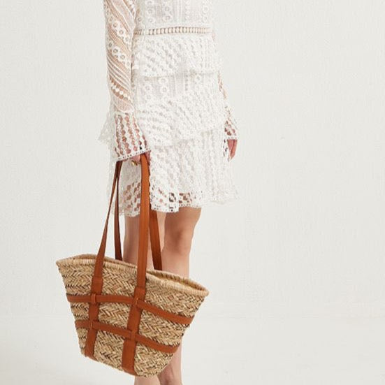 Kensie Straw Basket Shopper