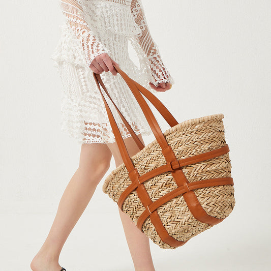 Kensie Straw Basket Shopper