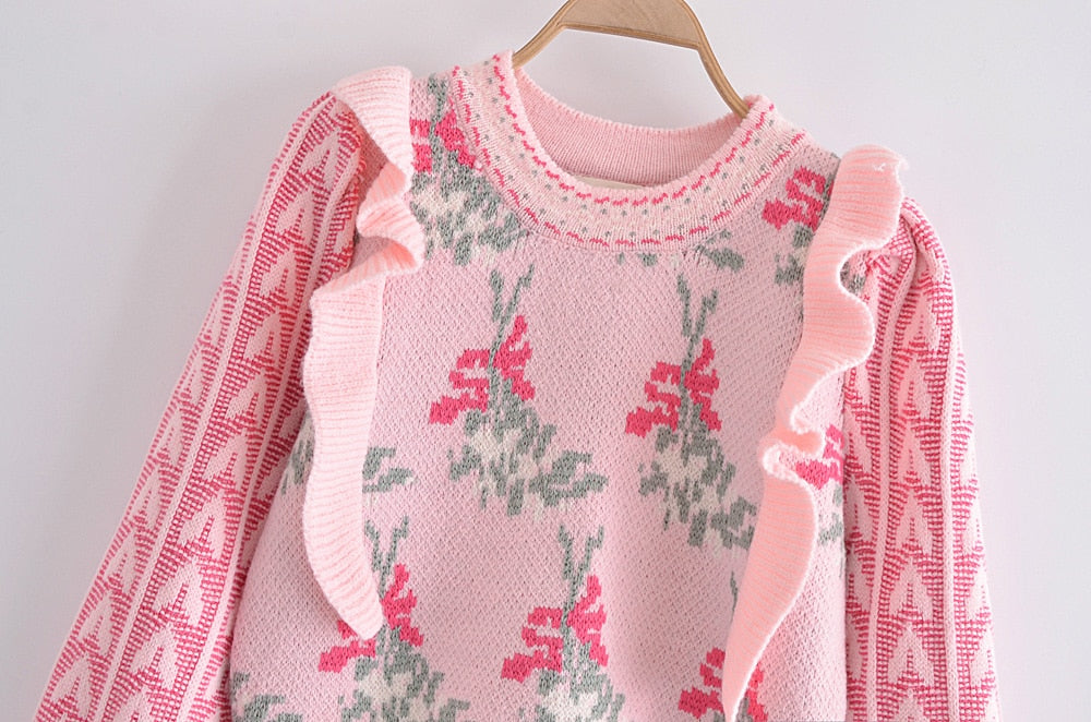 Kiara Sweet Ruffles Cropped Sweater - 2 Colors