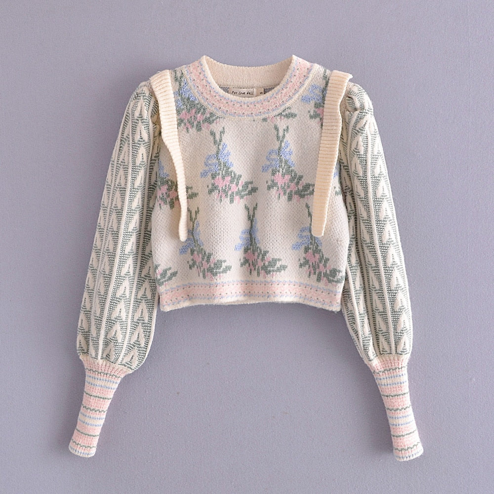 Kiara Sweet Ruffles Cropped Sweater - 2 Colors