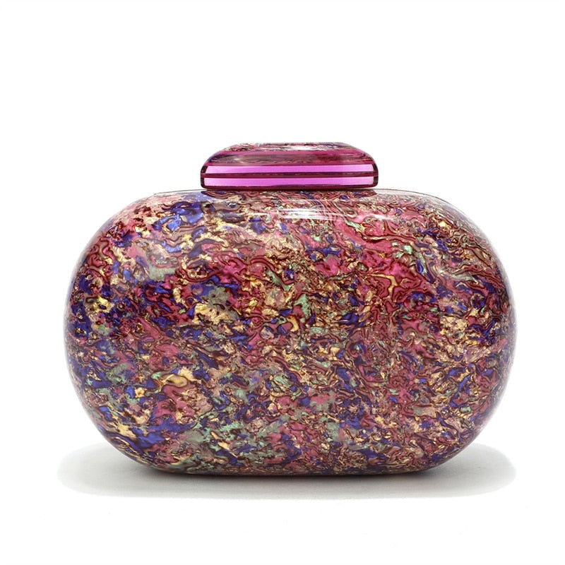 Kiju Purple Gemstone Resin Evening Clutch Bag