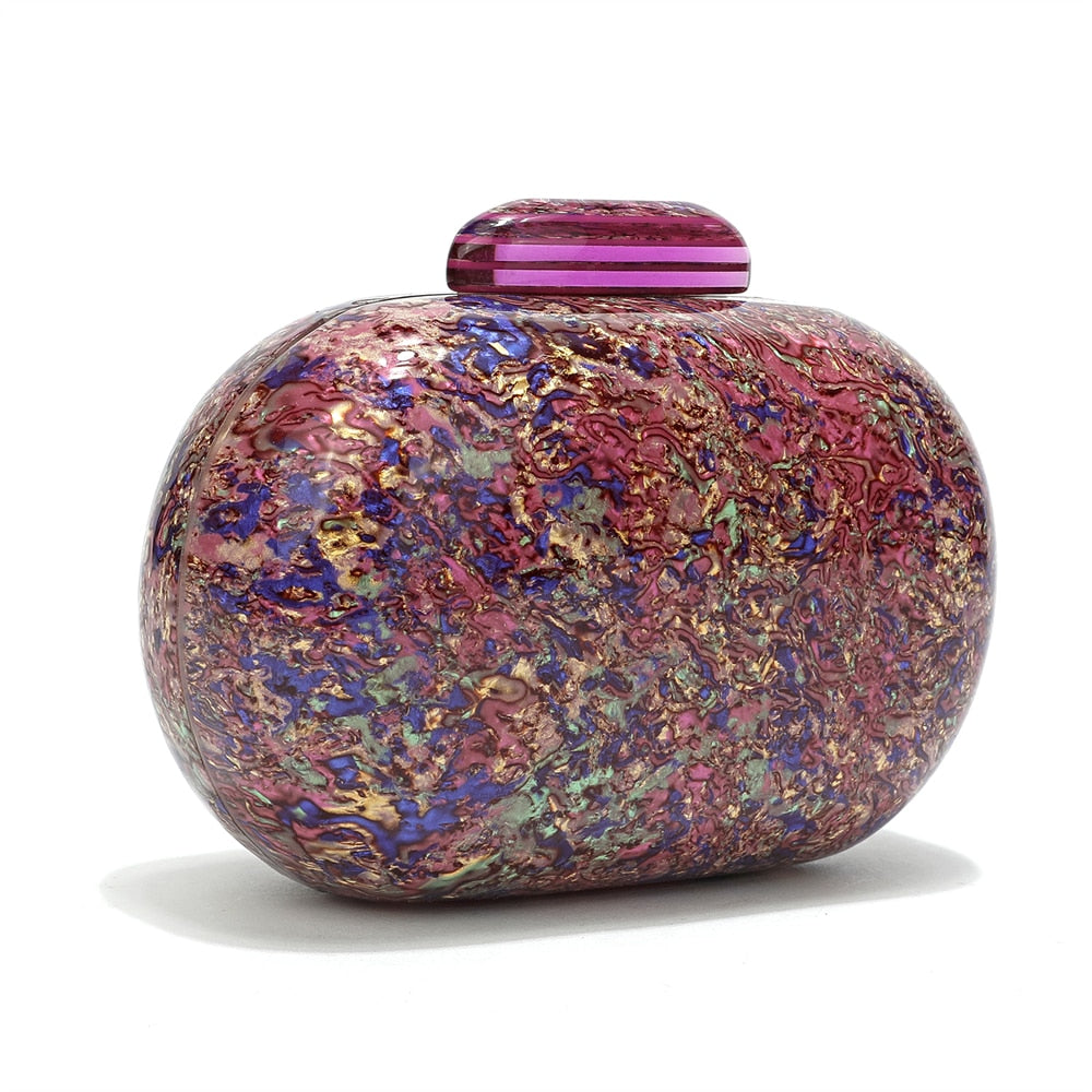 Kiju Purple Gemstone Resin Evening Clutch Bag