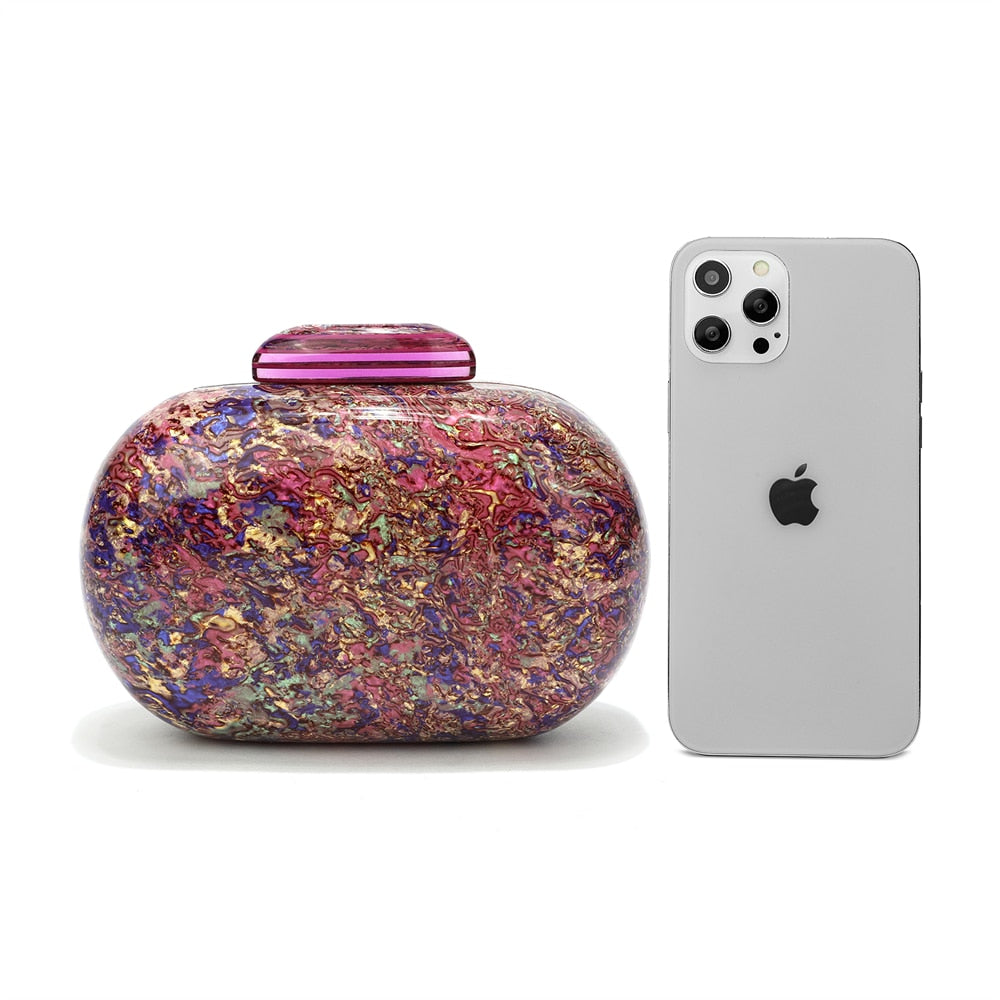 Kiju Purple Gemstone Resin Evening Clutch Bag