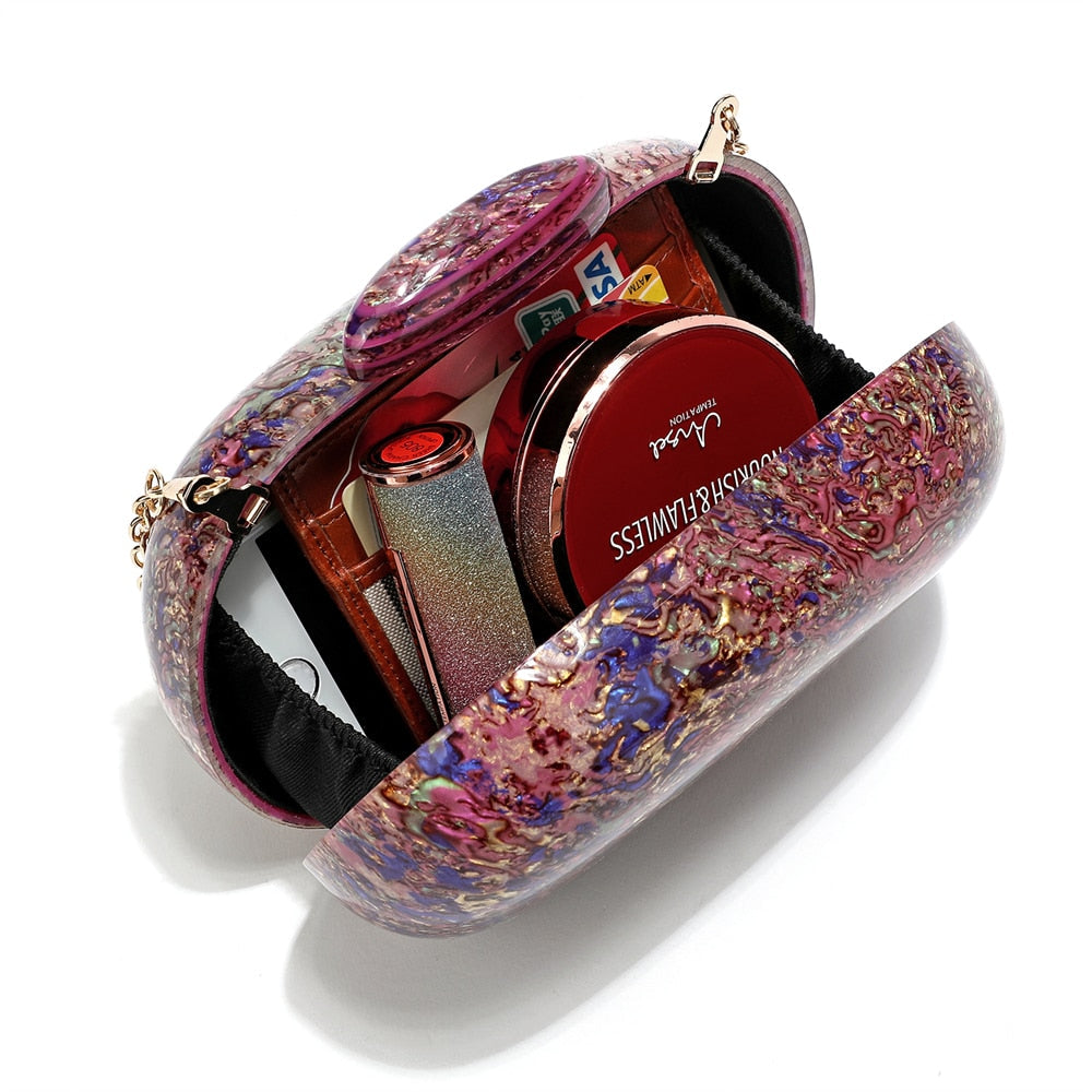 Kiju Purple Gemstone Resin Evening Clutch Bag