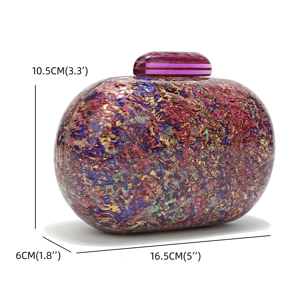 Kiju Purple Gemstone Resin Evening Clutch Bag