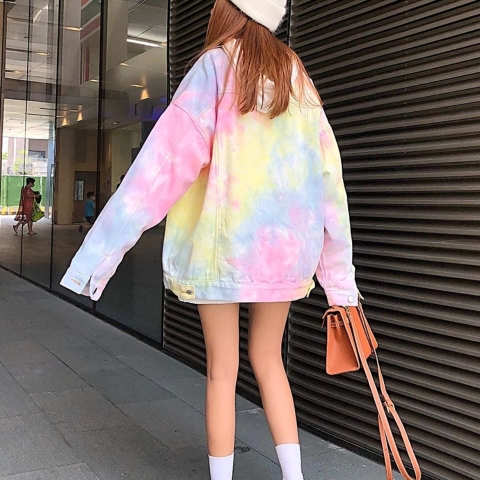 Klaudia Candy Color Tie-Dye Denim Jacket
