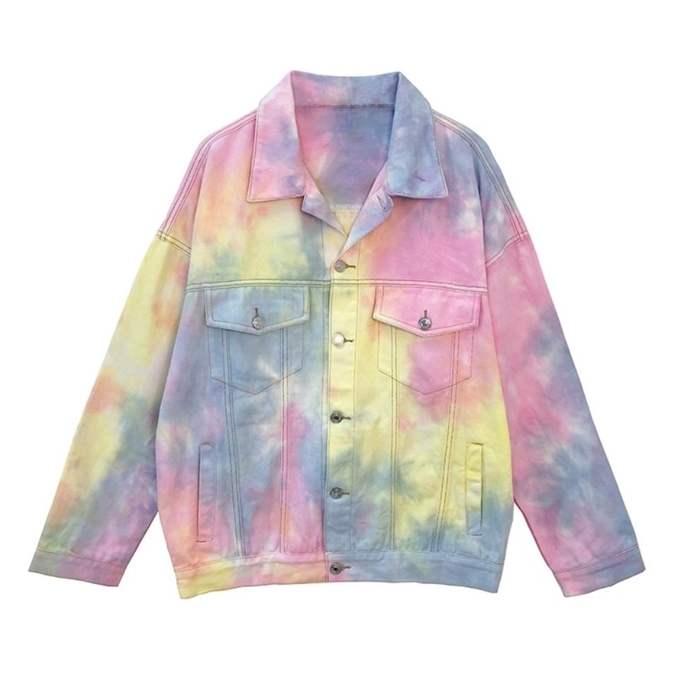 Klaudia Candy Color Tie-Dye Denim Jacket