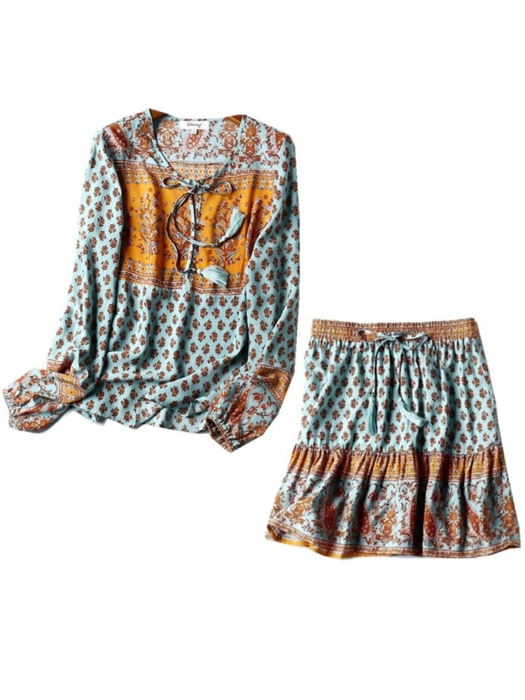 Krizia Vintage Bohemian 2-Piece Dress Set