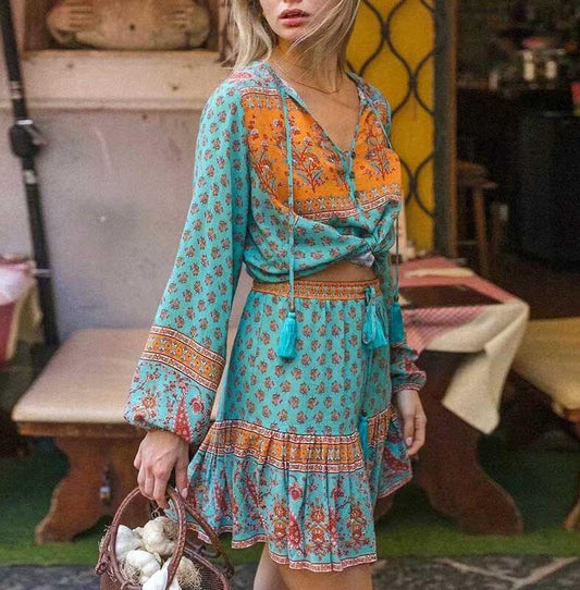 Krizia Vintage Bohemian 2-Piece Dress Set