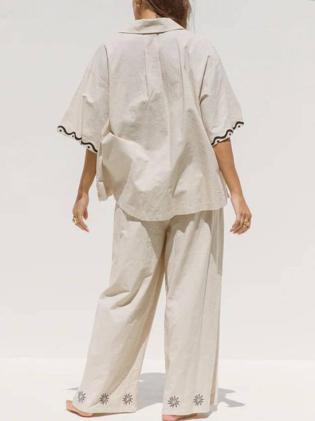 Sunshine Loose Print Oversized Shirt  Shorts Set