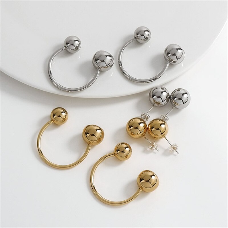 LaCella Punk Pierce-Ball Earrings - Gold or Silver