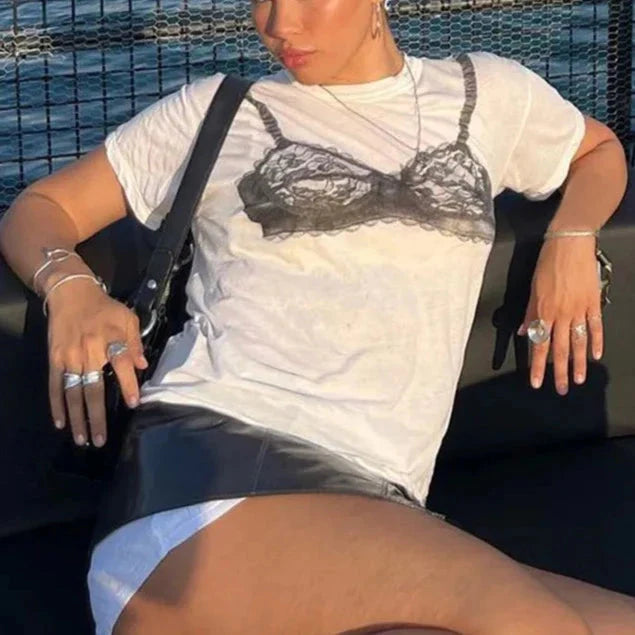 Lace Bra Prints T-Shirts - 3 Colors