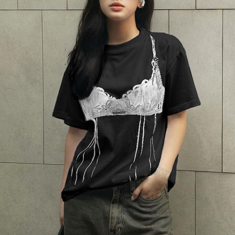 Lace Bra Prints T-Shirts - 3 Colors