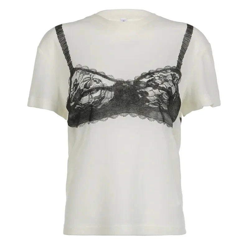 Lace Bra Prints T-Shirts - 3 Colors