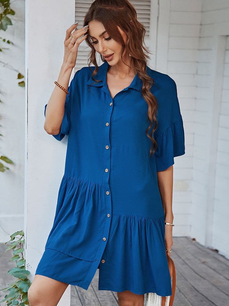 Ladies Vintage Elegant Solid Summer Dress