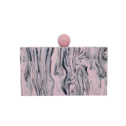 Lara Pink Marble Acrylic Evening Box Clutch