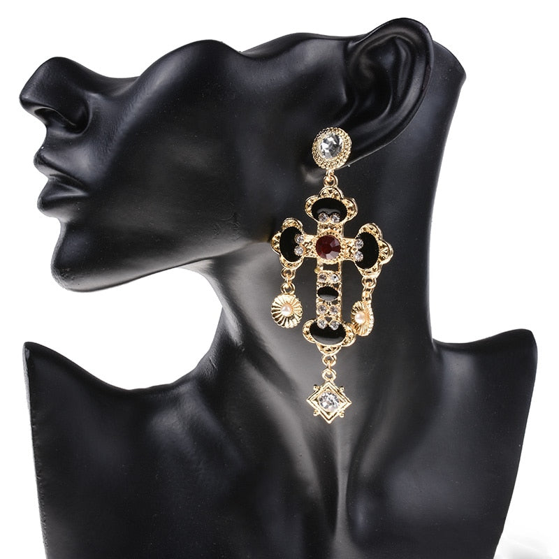 Larissa Baroque Bejewel Cross Earrings - 2 Styles