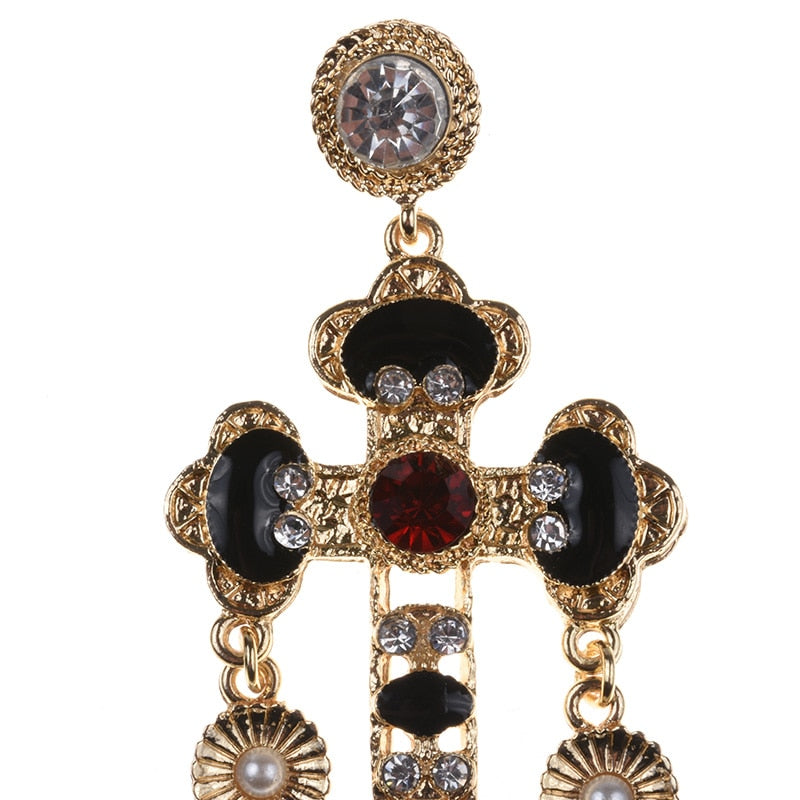 Larissa Baroque Bejewel Cross Earrings - 2 Styles