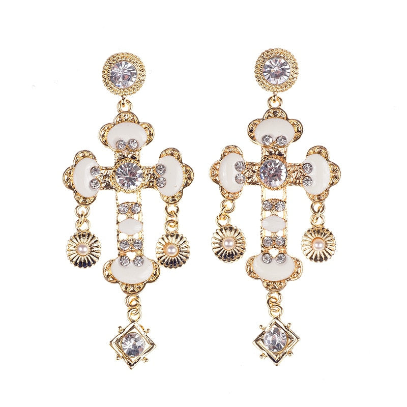 Larissa Baroque Bejewel Cross Earrings - 2 Styles