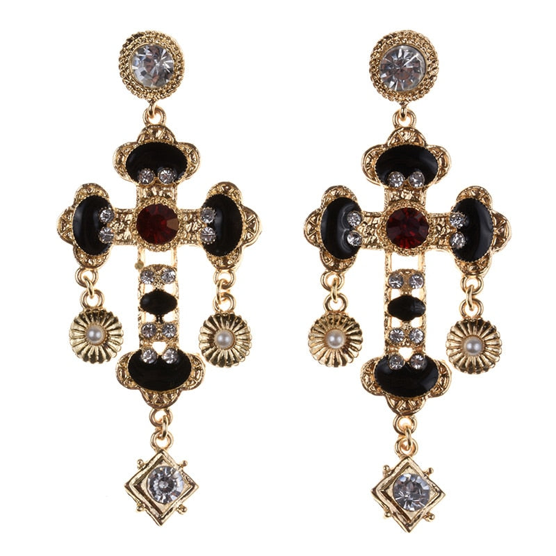 Larissa Baroque Bejewel Cross Earrings - 2 Styles