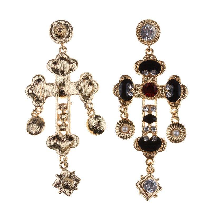 Larissa Baroque Bejewel Cross Earrings - 2 Styles