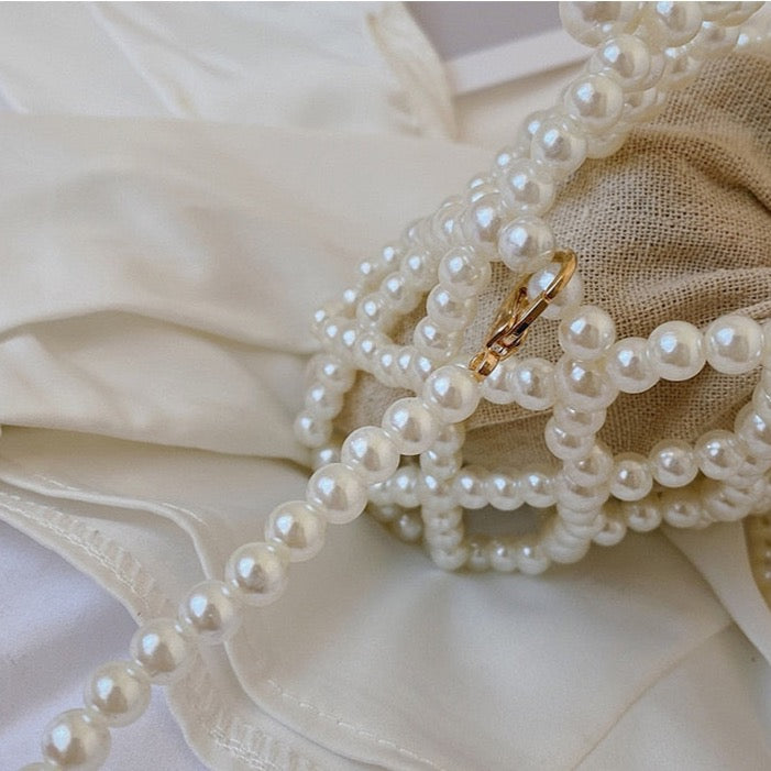 Lattice Pearl Beaded Mini Crossbody Bag