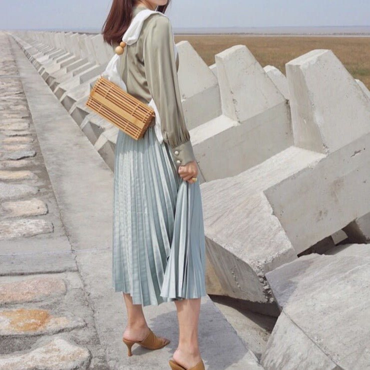 Lavina Bamboo Clutch with Fabric Straps