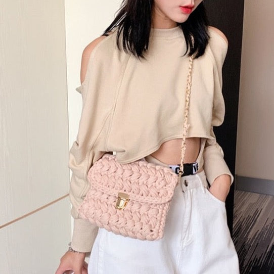 LeSac Mini Chunky Braid Knit Flap Bags