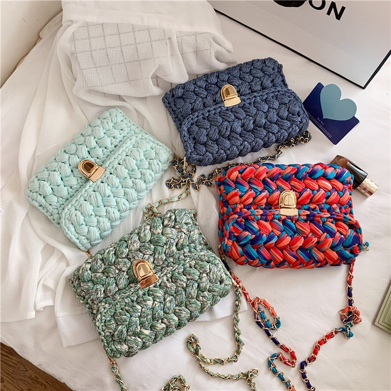 LeSac Mini Chunky Braid Knit Flap Bags