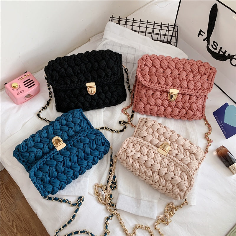 LeSac Mini Chunky Braid Knit Flap Bags
