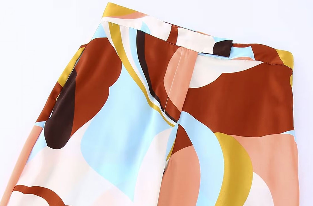 Leaf Abstract Prints Wide-Leg Pants