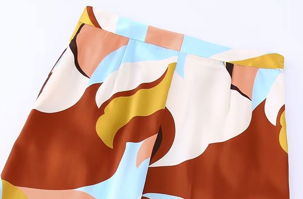 Leaf Abstract Prints Wide-Leg Pants