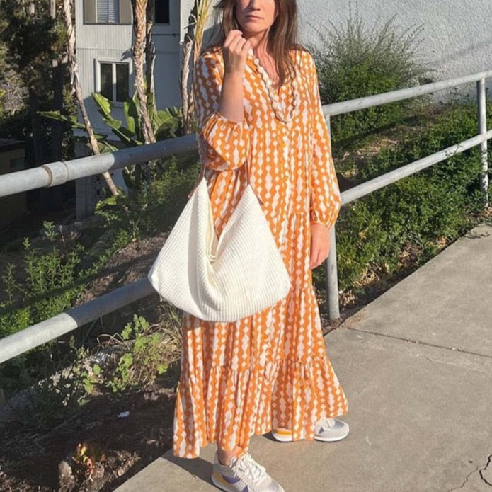 Lena Geometric Prints Blouse Dress