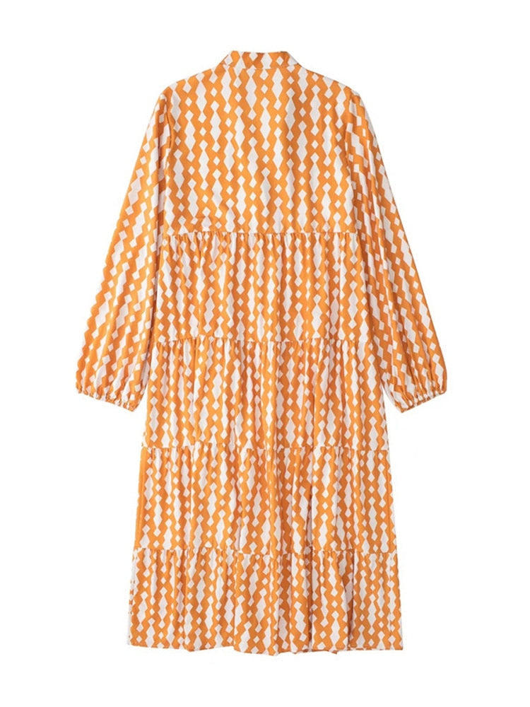 Lena Geometric Prints Blouse Dress