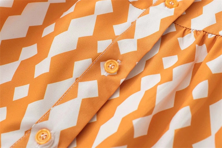 Lena Geometric Prints Blouse Dress
