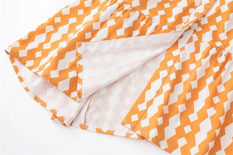 Lena Geometric Prints Blouse Dress