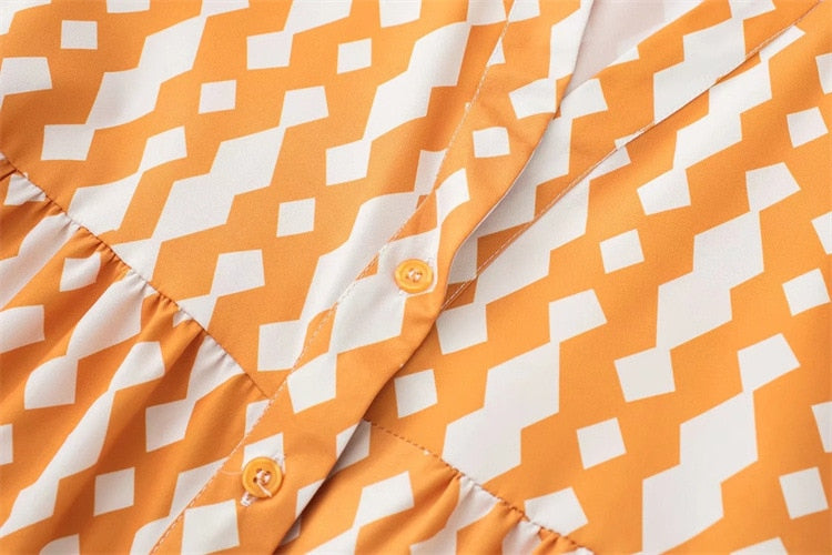 Lena Geometric Prints Blouse Dress