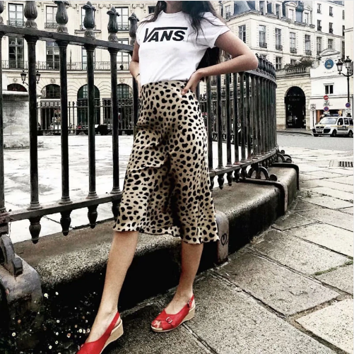 Leopard Print Satin Midi Skirts