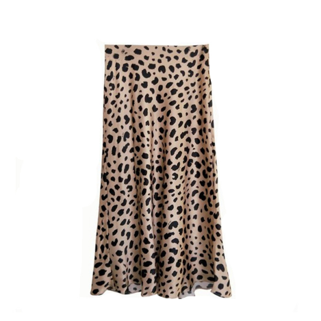 Leopard/Floral Print Satin Midi Skirts