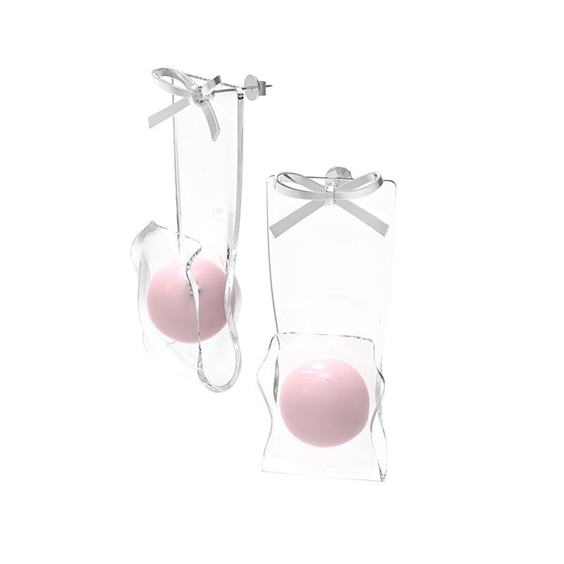 Lexi Clear Panel and Ball Abstract Stud Earrings - 2 Styles