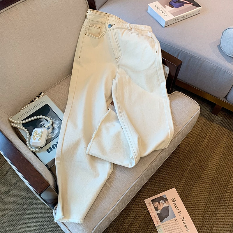 Lidia Flower Embroidery Off-White Jeans