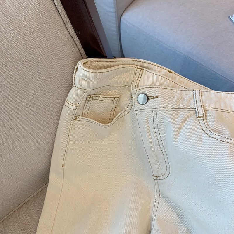 Lidia Flower Embroidery Off-White Jeans