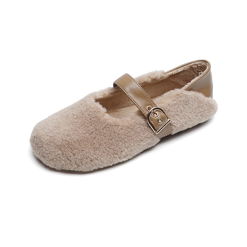 Lila Faux Fur Foldable Heel Ballet Flat Slippers - 3 Colors