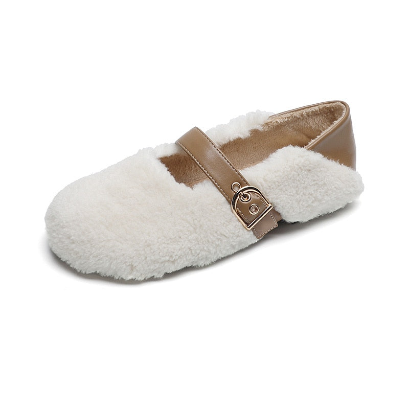Lila Faux Fur Foldable Heel Ballet Flat Slippers - 3 Colors